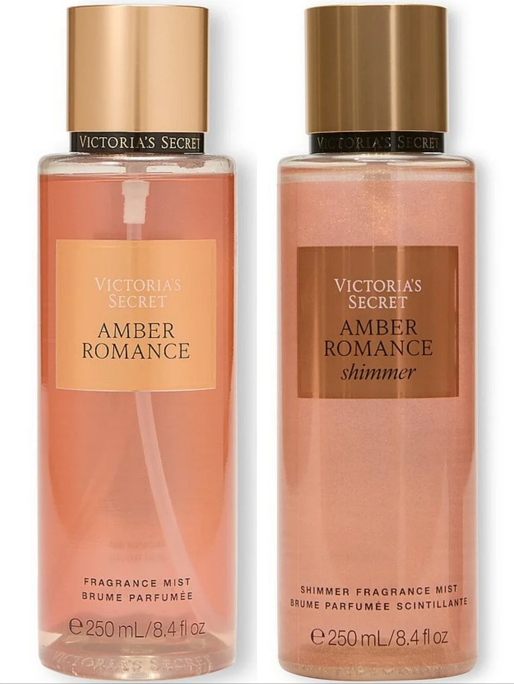 Victoria's Secret Amber Romance & Amber Romance Shimmer Fragrance Mist Set NEW
